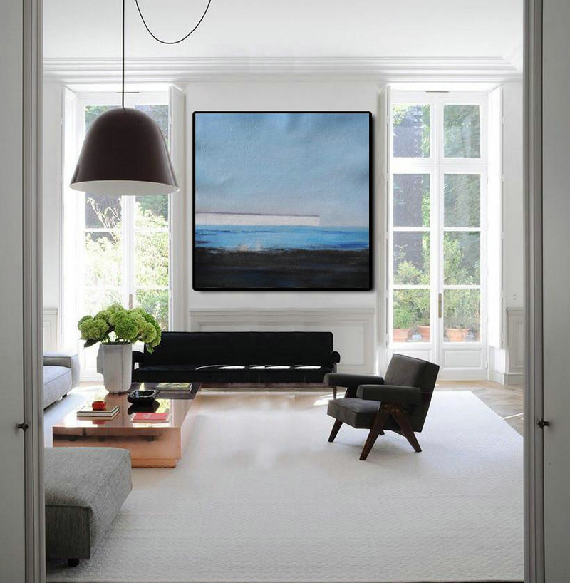 Large Abstract Art,Oversized Abstract Landscape Painting,Modern Paintings,Gray,Blue,Black.etc